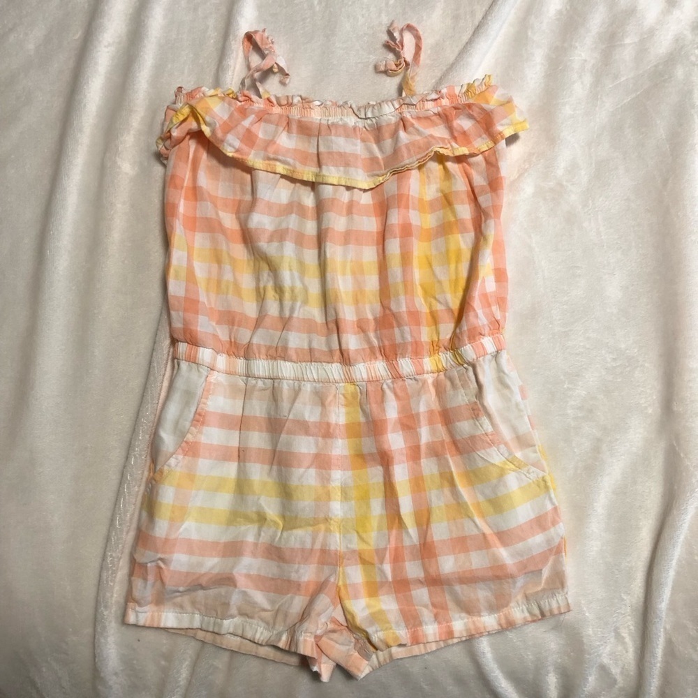 OshKosh 5t summer girls romper plaid print